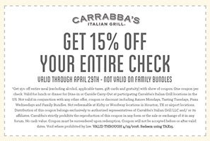 Carrabba’s Italian Grill: 15% Off Entire Check