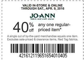 Jo-Ann Fabric: 40% Off