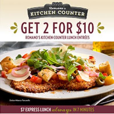 Romano’s Macaroni Grill: 2 For $10 Lunch