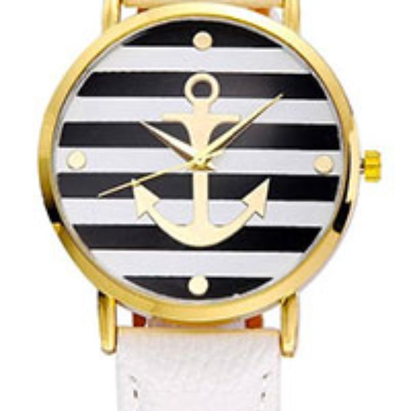 Women’s Leather Strap Anchor Watch Just $4.54 + Free Shipping