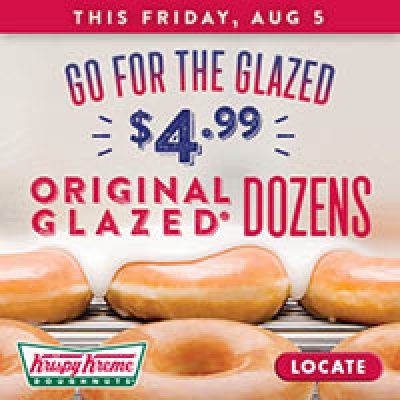 Krispy Kreme: $4.99 Original Glazed Dozen on Aug. 5th