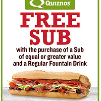 Quiznos: Buy One Get One Free Sub W/ Drink Purchase