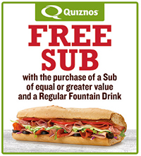 Quiznos: Buy One Get One Free Sub W/ Drink Purchase