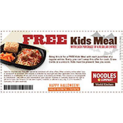 Noodles & Company: Free Kids Meal W/ Purchase - Oct. 31