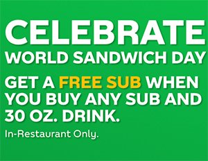 Subway: Free Sub W/ Sub & Drink Purchase – Nov 3