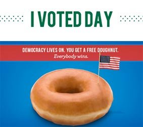 Krispy Kreme: Free Doughnut W/ I Voted Sticker - Nov. 8th