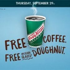 Krispy Kreme: Free Coffee & Doughnut – Sept 29th