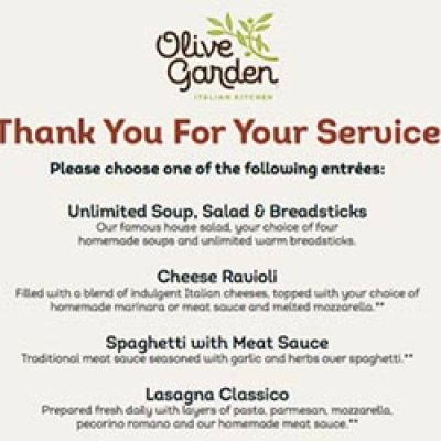Olive Garden: Free Entree for Military - Nov 11