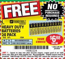 Harbor Freight: Free 24-Pack Batteries