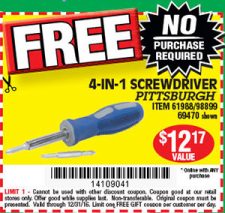 Harbor Freight: Free 4-In-1 Screwdriver