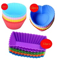 CuteQueen 36-Piece Silicone Baking Cups Set