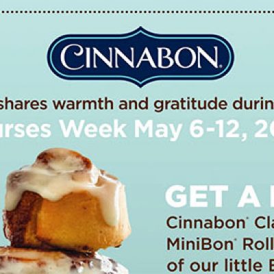 Cinnabon: Free MiniBon for Nurses - May 6 - 12