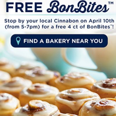 Cinnabon: Free BonBites - April 10th 5-7pm