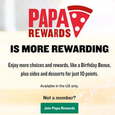 Papa John’s: Free Pizza W/ $15 Purchase
