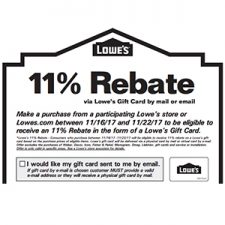 Lowe’s: 11% Gift Card Rebate