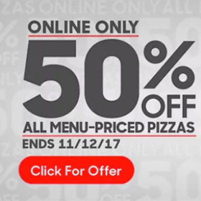 Pizza Hut: 50% Off - Online Only - Ends Nov 12