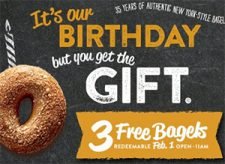 Bruegger's Bagels: 3 Free Bagels - Feb 1st