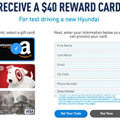 Free $50 Gift Card W/ Hyundai Test Drive