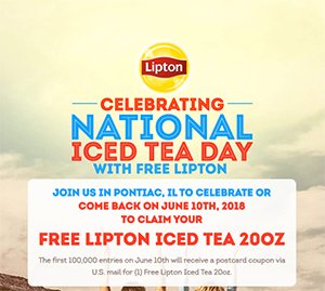 Free 20oz Lipton Iced Tea