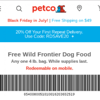 Petco: Free Wild Frontier Dog Food - Last Day