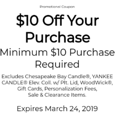 Yankee Candle: $10 Off $10 Coupon