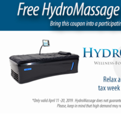 Free HydroMassage April 11th - 20th