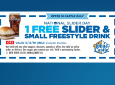 Free Slider & Drink @ White Castle on May 15