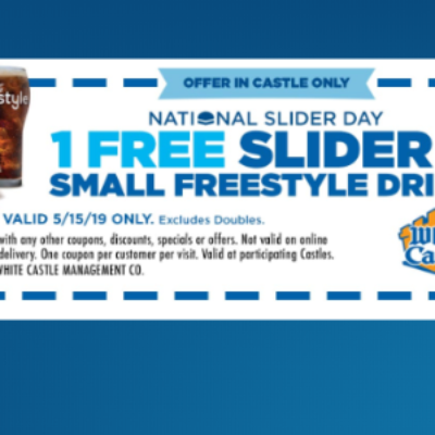 White Castle: Free Slider & Small Drink - May 15th Only