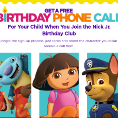 Free B-Day Phone Call from Nick Jr. Character