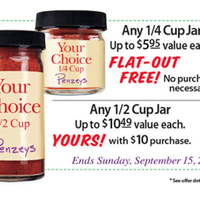 Penzeys: Free 1/4 Cup Jar Spices - Ends Sep 15