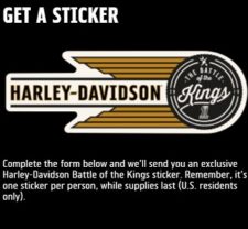 Free Harley-Davidson Battle of the Kings Sticker