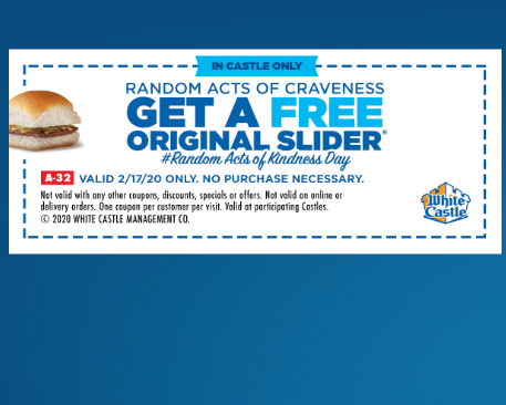 White Castle: Free Original Slider - Feb 17 Only