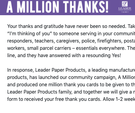 Free Thank You Card for COVID Frontline Workers