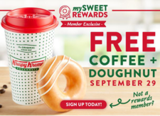 Krispy Kreme: Free Cofee + Doughnut - Sept 29