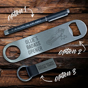 Free Personalized Pen, Keychain or Bottle Opener