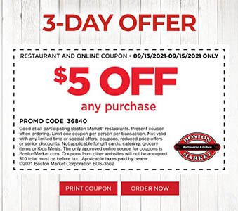 Boston Market: $5 Off Coupon