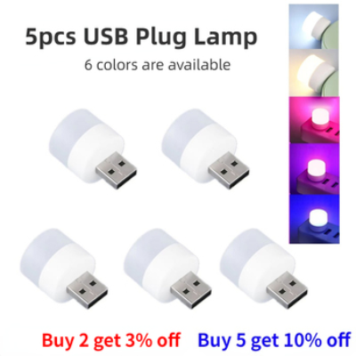 5pcs Mini USB Plug Lamp - Limited Time Deal on Aliexpress