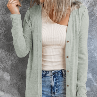 Solid Color Open-Front Buttons Cardigan: A Great Deal at Jane