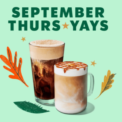 Starbucks Rewards: Enjoy Buy One, Get One Free Fall Drinks Every Thursday in September!