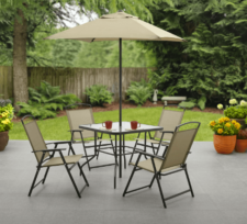 Mainstays Albany Lane 6 Piece Outdoor Patio Dining Set in Tan