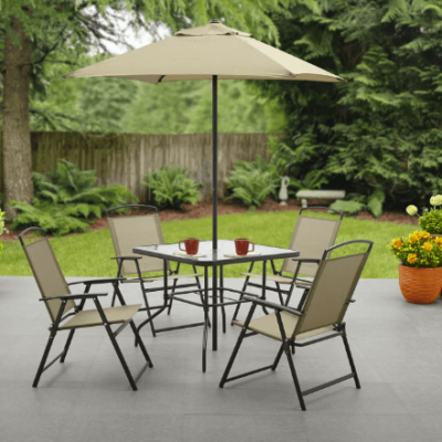 Mainstays Albany Lane 6 Piece Outdoor Patio Dining Set in Tan $77.00