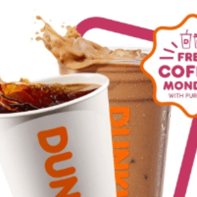 FREE Medium Hot or Iced Coffee with any purchase at Dunkin