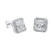 Cate & Chloe Norah 18k White Gold CZ Stud Earrings