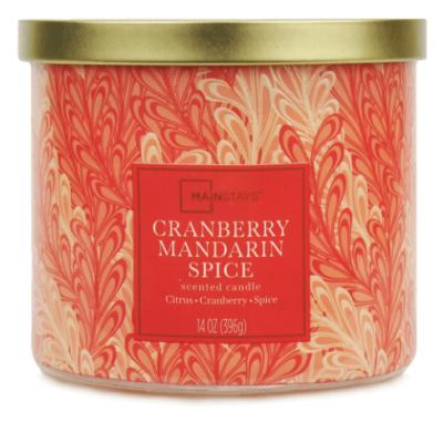 Mainstays Textured Wrap 3 Wick Cranberry Mandarin Spice Candle $5.97 at Walmart