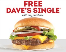 Wendy's: Free Dave's Single w/ Purchase