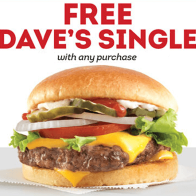 Wendy's: Free Dave's Single w/ Purchase