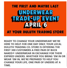 Duluth Trading: Free Pair of Underwear- April 6