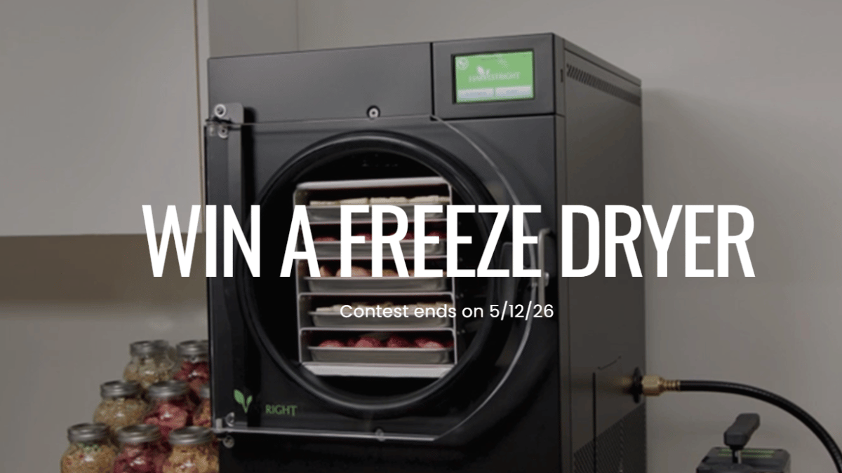 Win a medium home freeze dryer valued at $2,895!